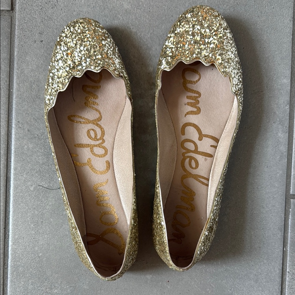 Sam Edelman Gold Sequin Flats